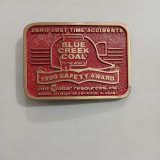 Blue Creek Coal Jim Walter 1990 Safety Award vintage belt buckle – front view