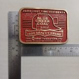 Blue Creek Coal Jim Walter 1990 Safety Award vintage belt buckle – with ruler for size