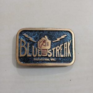 Blue Streak Industries vintage belt buckle – front view