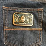 Blue Streak Industries vintage belt buckle – on jeans back pocket
