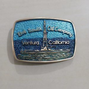 Bob Smith Oil Company Ventura California vintage belt buckle – front view