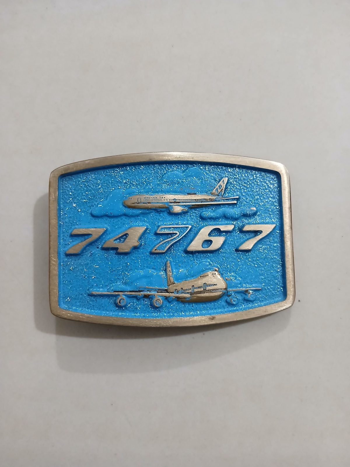 Boeing 747 767 Vintage Belt Buckle – Front view Boeing 747 767 vintage belt buckle – front view
