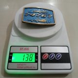 Boeing 747 767 vintage belt buckle – on scale showing weight