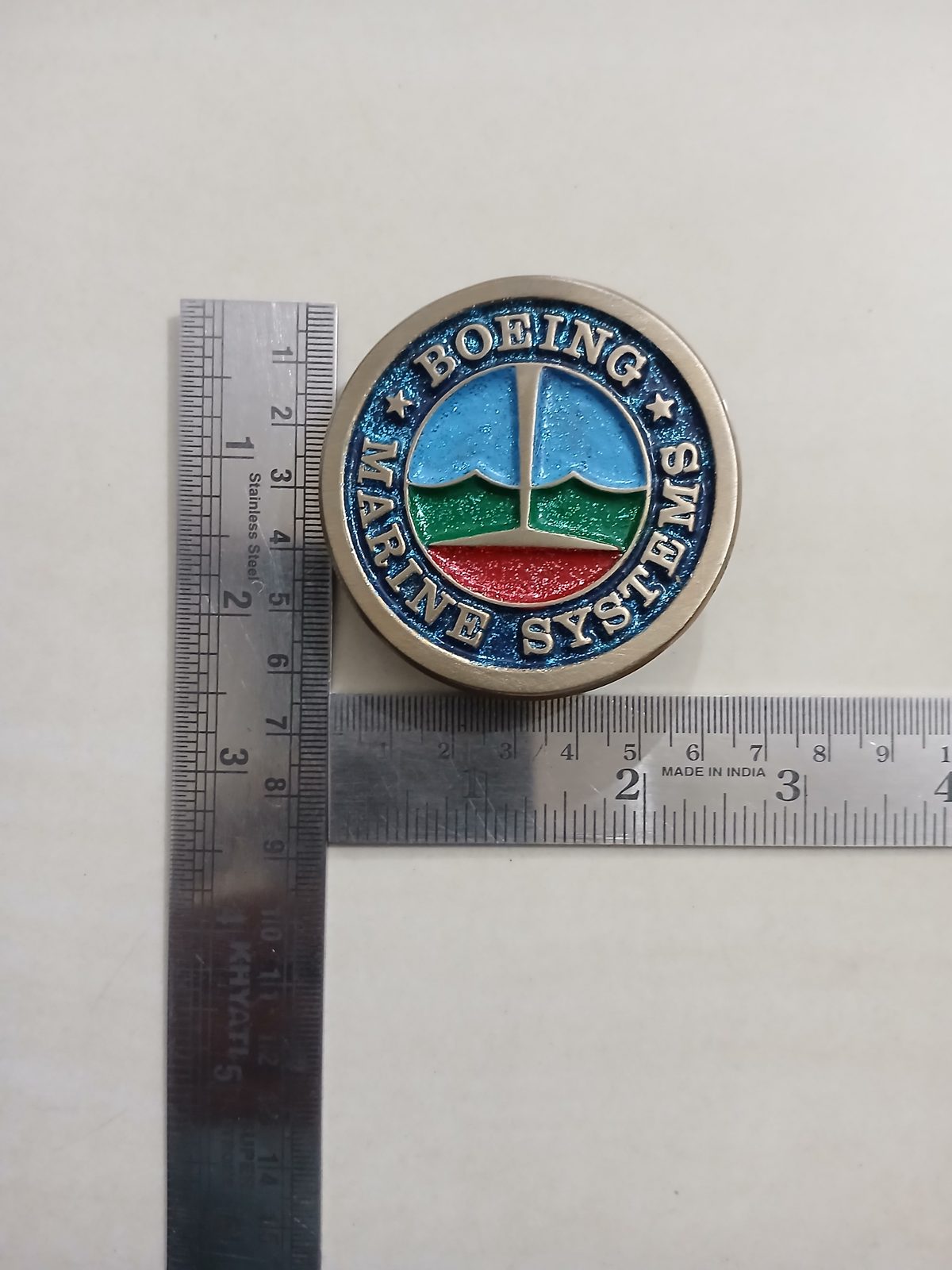 Boeing Marine Systems Vintage Belt Buckle – With ruler for size Boeing Marine Systems vintage belt buckle – with ruler for size