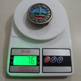 Boeing Marine Systems vintage belt buckle – on scale showing weight