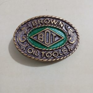 BOT Oil Tools vintage belt buckle – front view