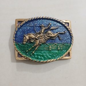 Bronc Rider vintage belt buckle – front view