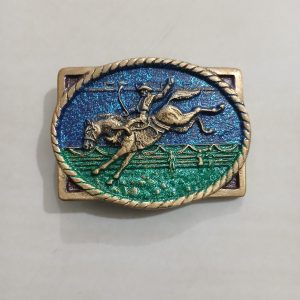 Bronc Rider vintage belt buckle – front view