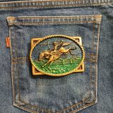 Bronc Rider vintage belt buckle – on jeans back pocket
