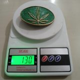 Cannabis Leaf vintage belt buckle – on scale showing weight