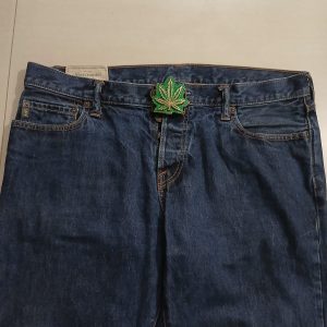 Cannabis Leaf vintage belt buckle – worn on belt with jeans