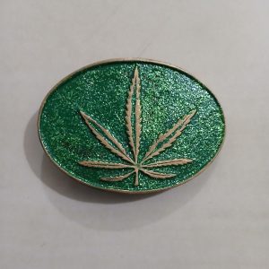 Cannabis Leaf vintage belt buckle – front view