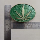 Cannabis Leaf vintage belt buckle – with ruler for size