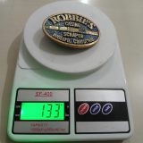 Casing Scraper Ventura California vintage belt buckle – on scale showing weight