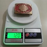 Ciniza Refinery vintage belt buckle – on scale showing weight