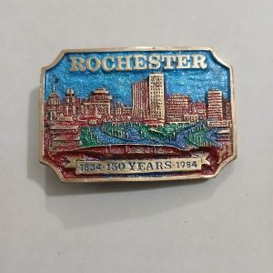 City Skyline 150 Years 1834-1984 vintage belt buckle – front view