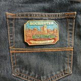 City Skyline 150 Years 1834-1984 vintage belt buckle – on jeans back pocket