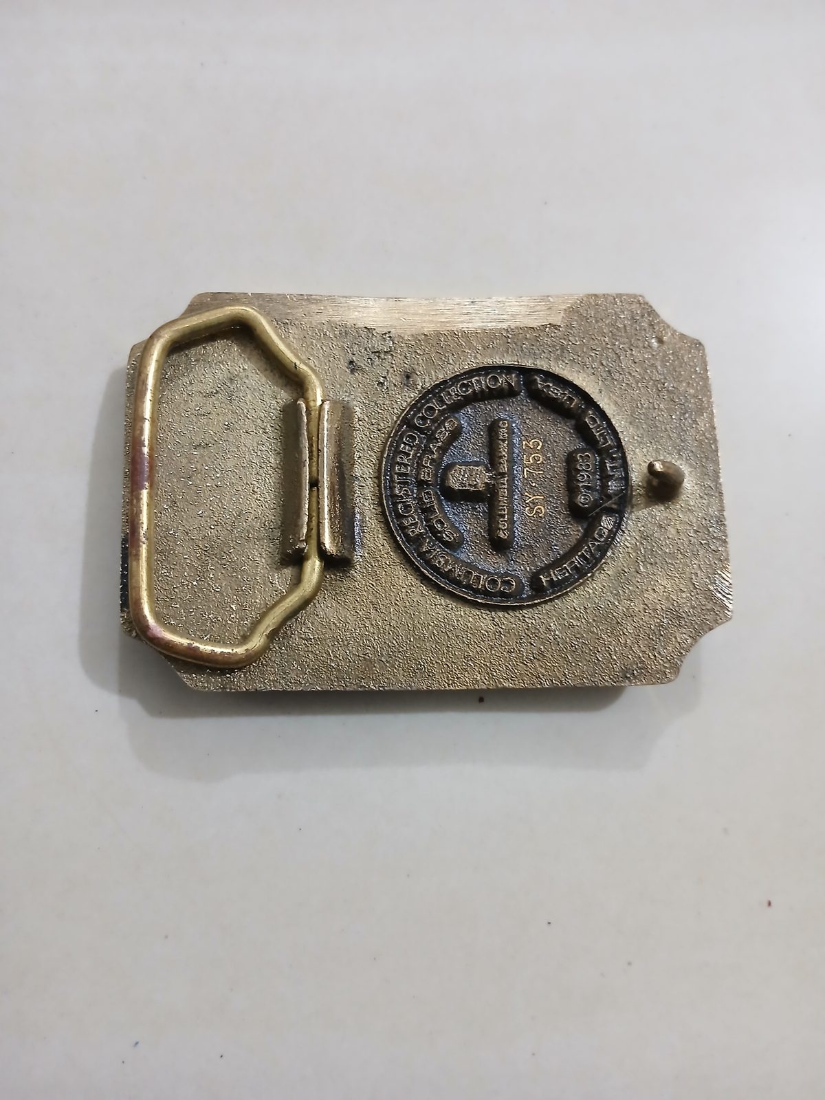 City Skyline 150 Years 1834-1984 Vintage Belt Buckle – Back view City Skyline 150 Years 1834-1984 vintage belt buckle – back view