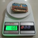 City Skyline 150 Years 1834-1984 vintage belt buckle – on scale showing weight