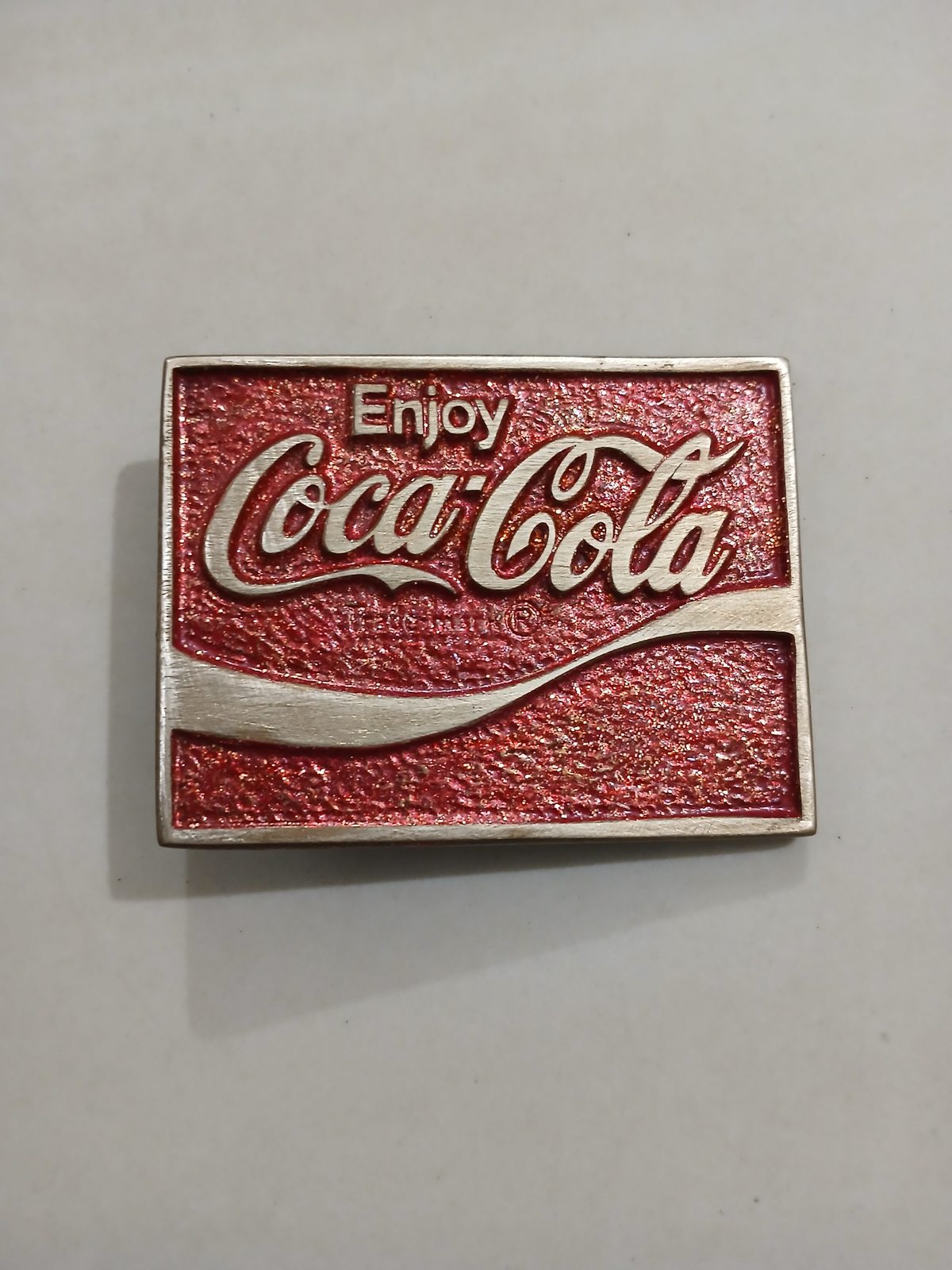 Coca-Cola Vintage Belt Buckle – Front view Coca-Cola vintage belt buckle – front view