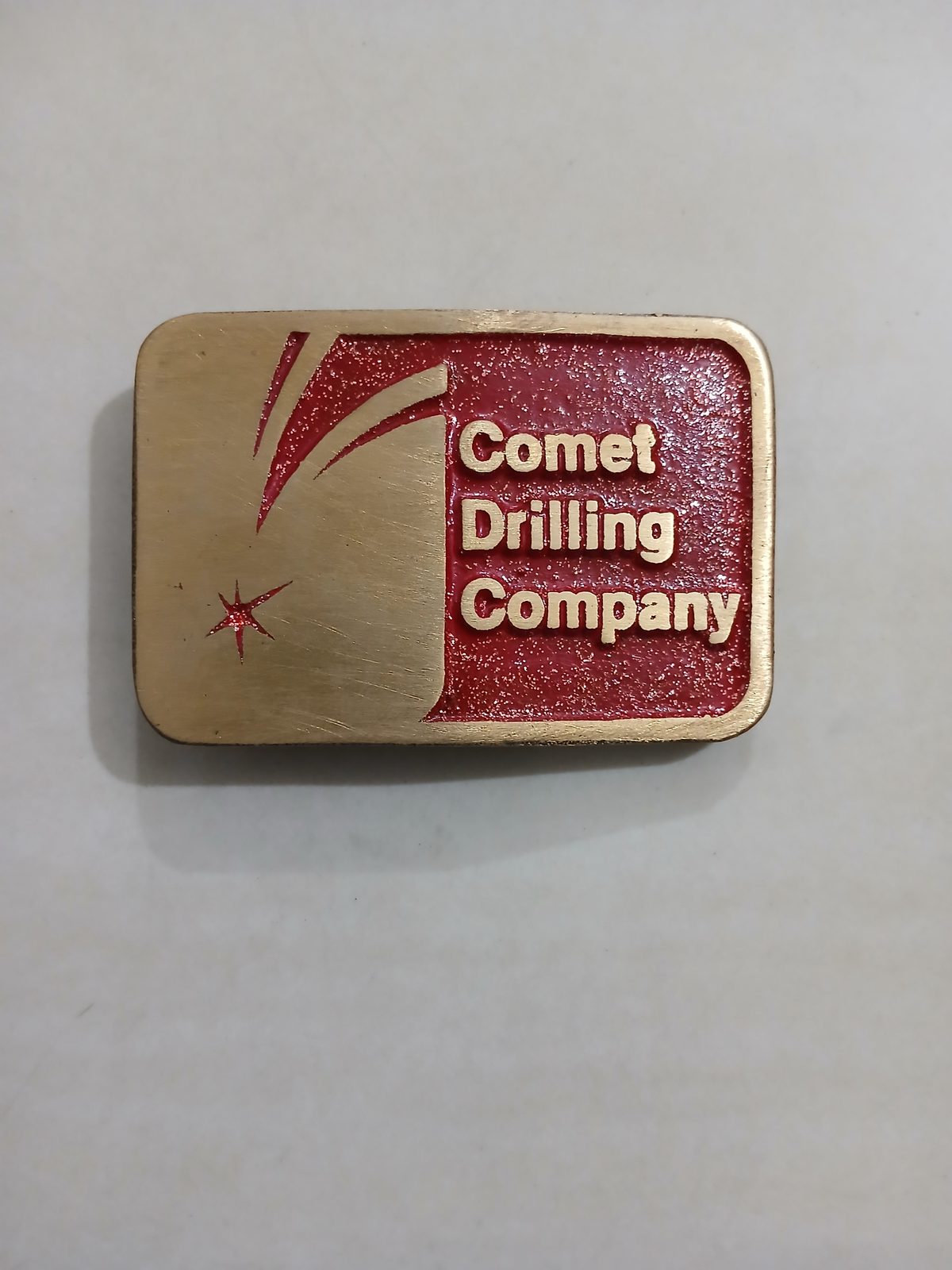 Comet Drilling Company Vintage Belt Buckle – Front view Comet Drilling Company vintage belt buckle – front view
