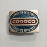 Conoco 1 Year No Lost Time Chocolate Bayou 1982 vintage belt buckle – front view