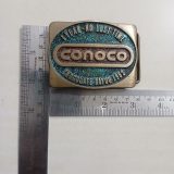 Conoco Chocolate Bayou 1982 vintage belt buckle – with ruler for size