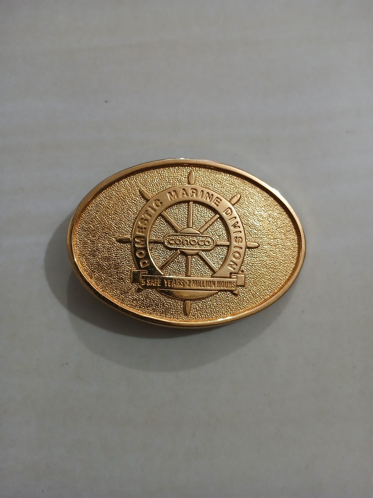 Conoco Domestic Marine Division Vintage Belt Buckle – Front view Conoco Domestic Marine Division vintage belt buckle – front view