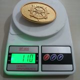 Conoco Domestic Marine Division vintage belt buckle – on scale showing weight