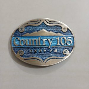 Country 105 CKRY FM vintage belt buckle – front view