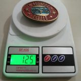 Country Palace vintage belt buckle – on scale showing weight