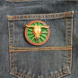 Cow Skull vintage belt buckle – on jeans back pocket