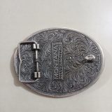 Cowboy Cross Horse vintage belt buckle – back view