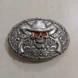 Cowboy Skull Pistols vintage belt buckle – front view