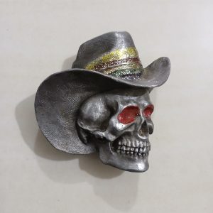 Cowboy Skull vintage belt buckle – front view