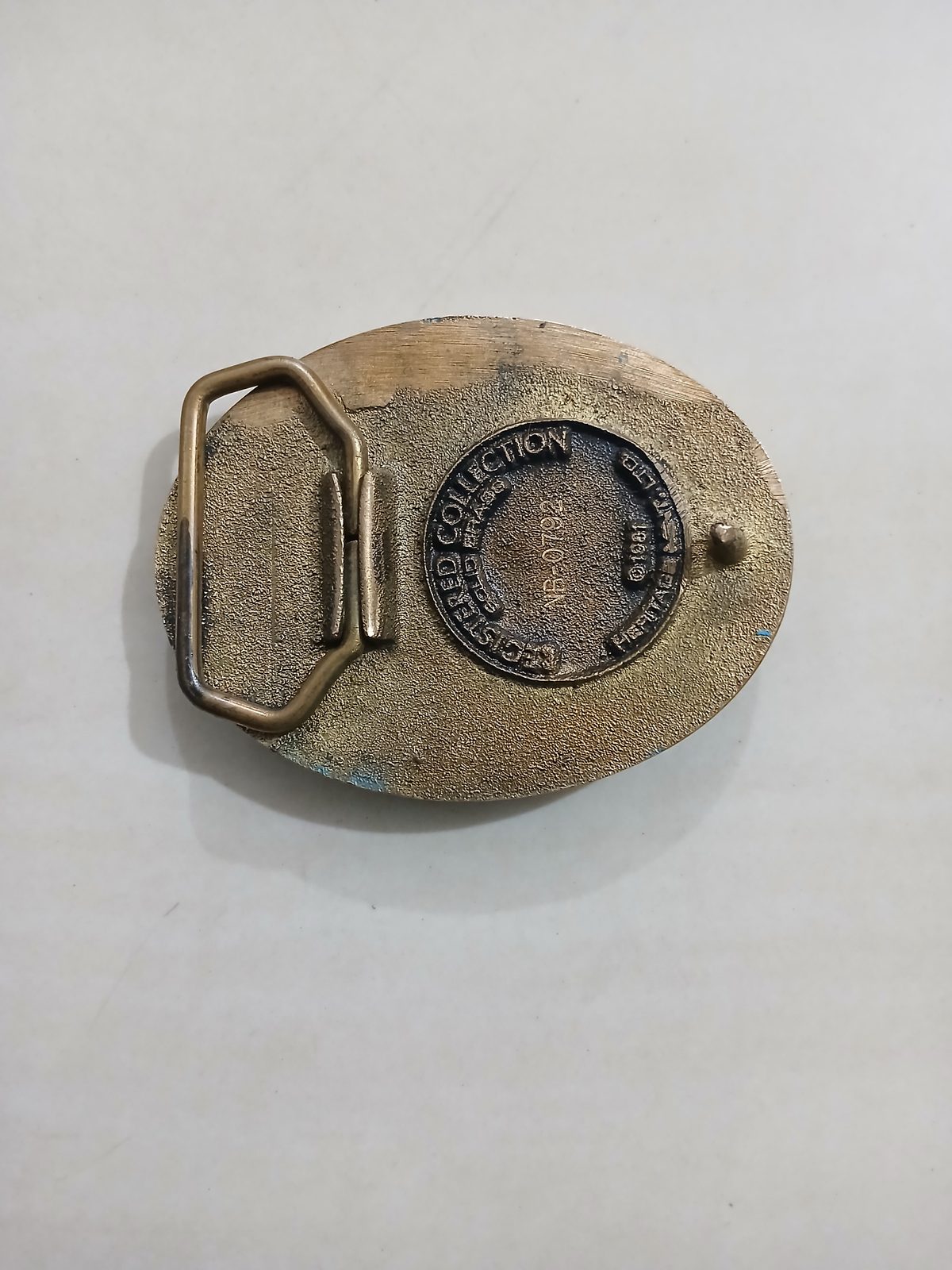 Dakota Territory Buffalo Hunter Vintage Belt Buckle – Back view Dakota Territory Buffalo Hunter vintage belt buckle – back view