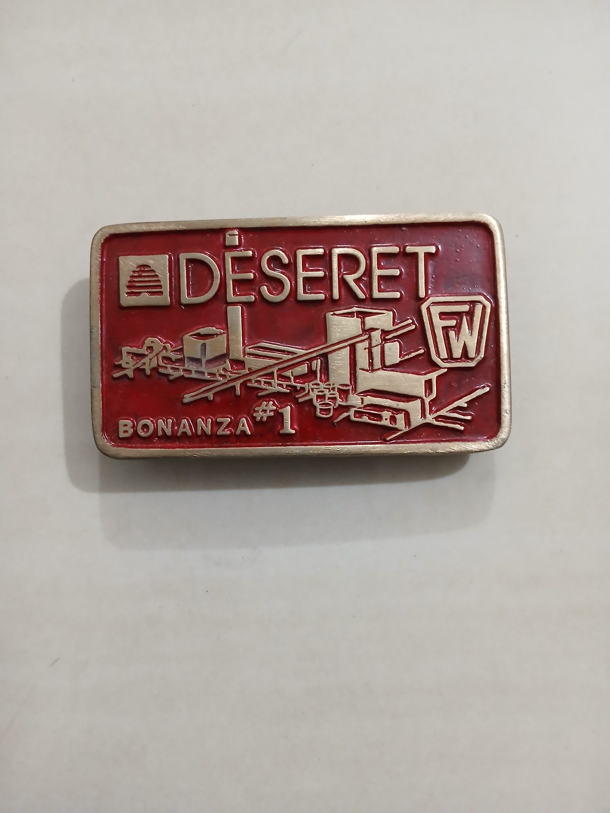 Deseret Bonanza 1 Foster Wheeler Vintage Belt Buckle – Front view Deseret Bonanza 1 Foster Wheeler vintage belt buckle – front view