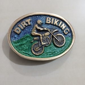 Dirt Biking vintage belt buckle – front view
