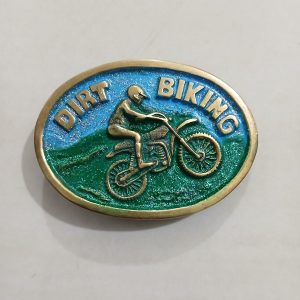 Dirt Biking vintage belt buckle – front view
