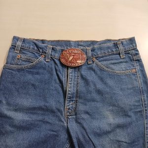 Duck Well Service Inc vintage belt buckle – worn on belt with jeans