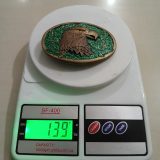 Eagle Head vintage belt buckle – on scale showing weight