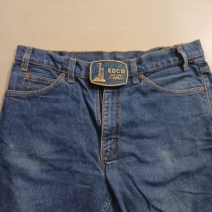 EDCO Drilling Company vintage belt buckle – worn on belt with jeans