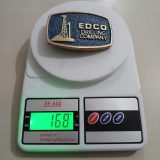 EDCO Drilling Company vintage belt buckle – on scale showing weight
