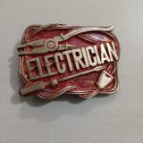 Electrician vintage belt buckle – front view
