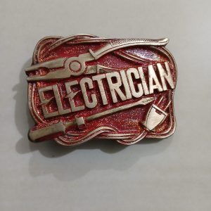 Electrician vintage belt buckle – front view