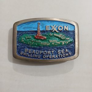 Exxon Beaufort Sea Drilling vintage belt buckle – front view