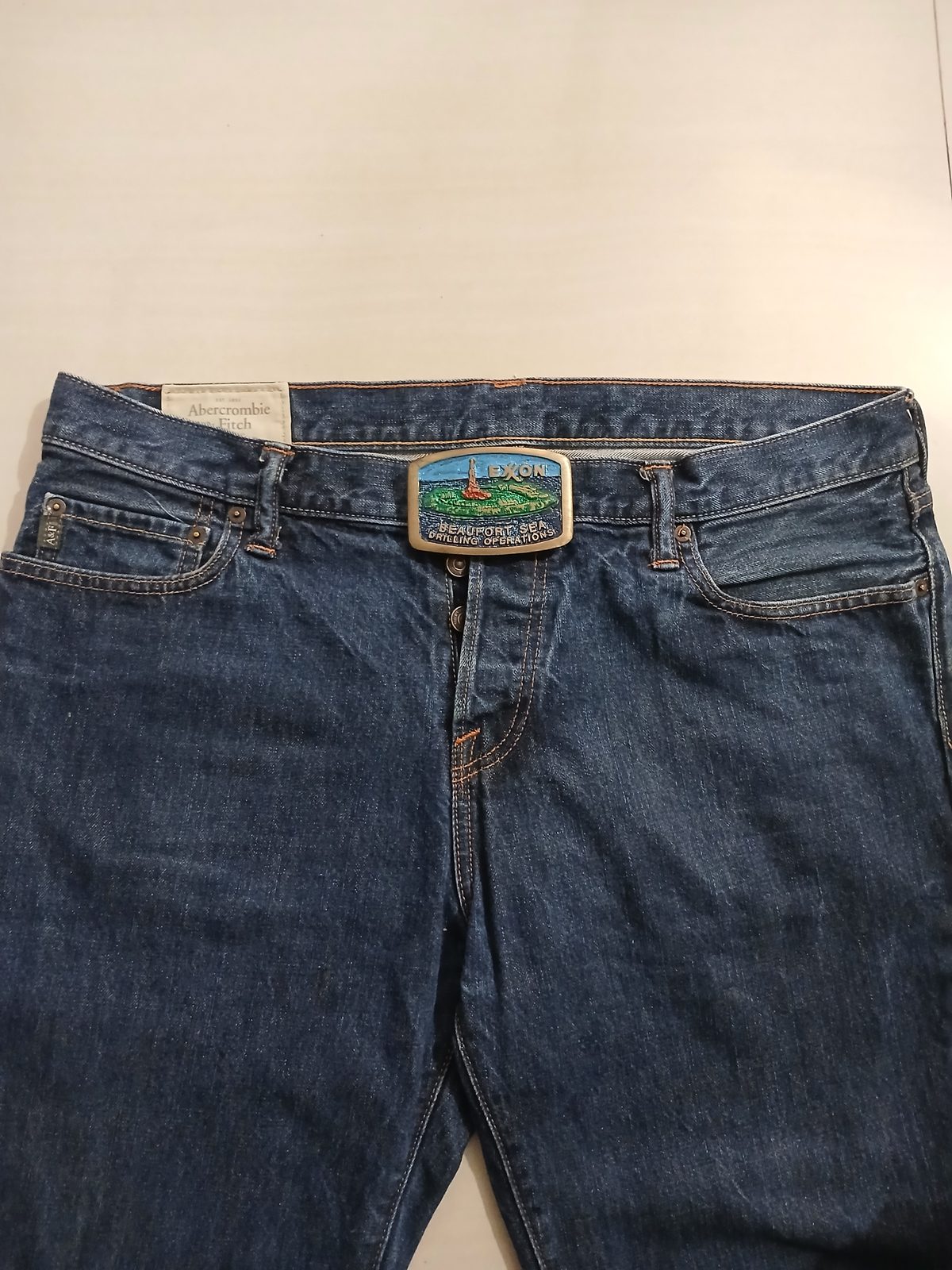 Exxon Beaufort Sea Drilling Vintage Belt Buckle – Worn on belt with jeans Exxon Beaufort Sea Drilling vintage belt buckle – worn on belt with jeans