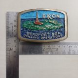 Exxon Beaufort Sea Drilling vintage belt buckle – with ruler for size