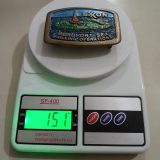 Exxon Beaufort Sea Drilling vintage belt buckle – on scale showing weight