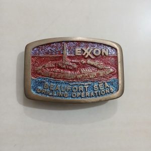 Exxon Beaufort Sea Drilling vintage belt buckle – front view